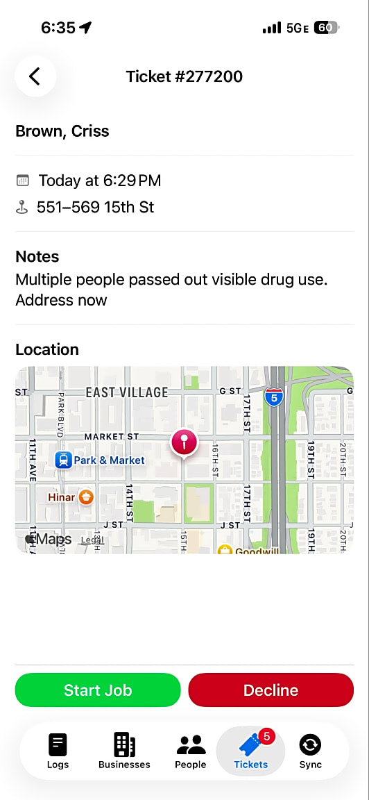 Image submitted with report